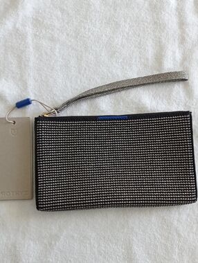 Rothy's Black & Silver Woven Wristlet Clutch